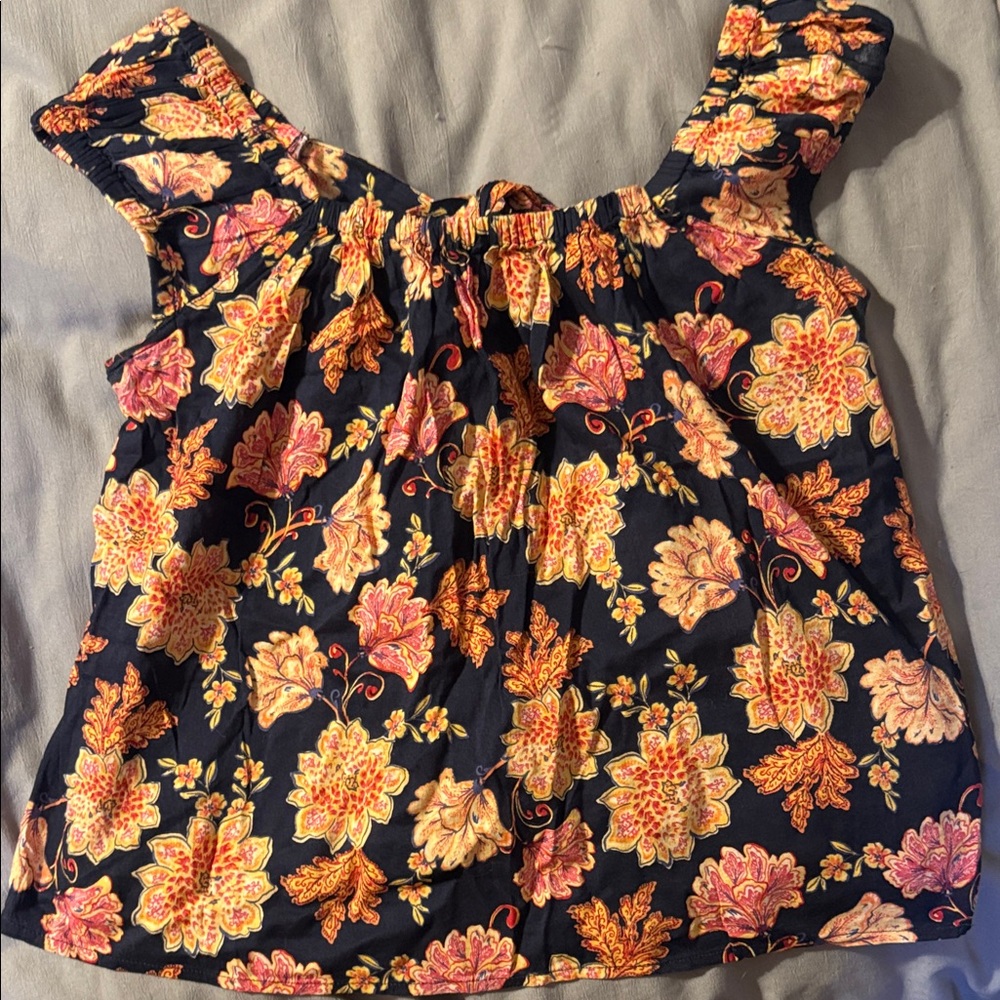 Old Navy Floral Blouse - Navy and Pink